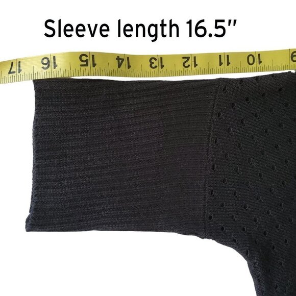 Longline Kimono Style Sleeve Open Cardigan Open Weave Black Size S - Picture 16 of 16